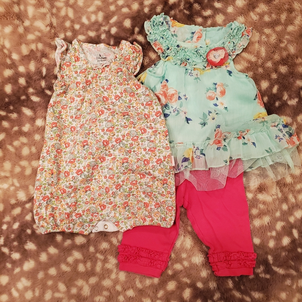 Baby Gap Bundle, 3 Pieces, Floral Pink, 0-3 Month Baby Girl